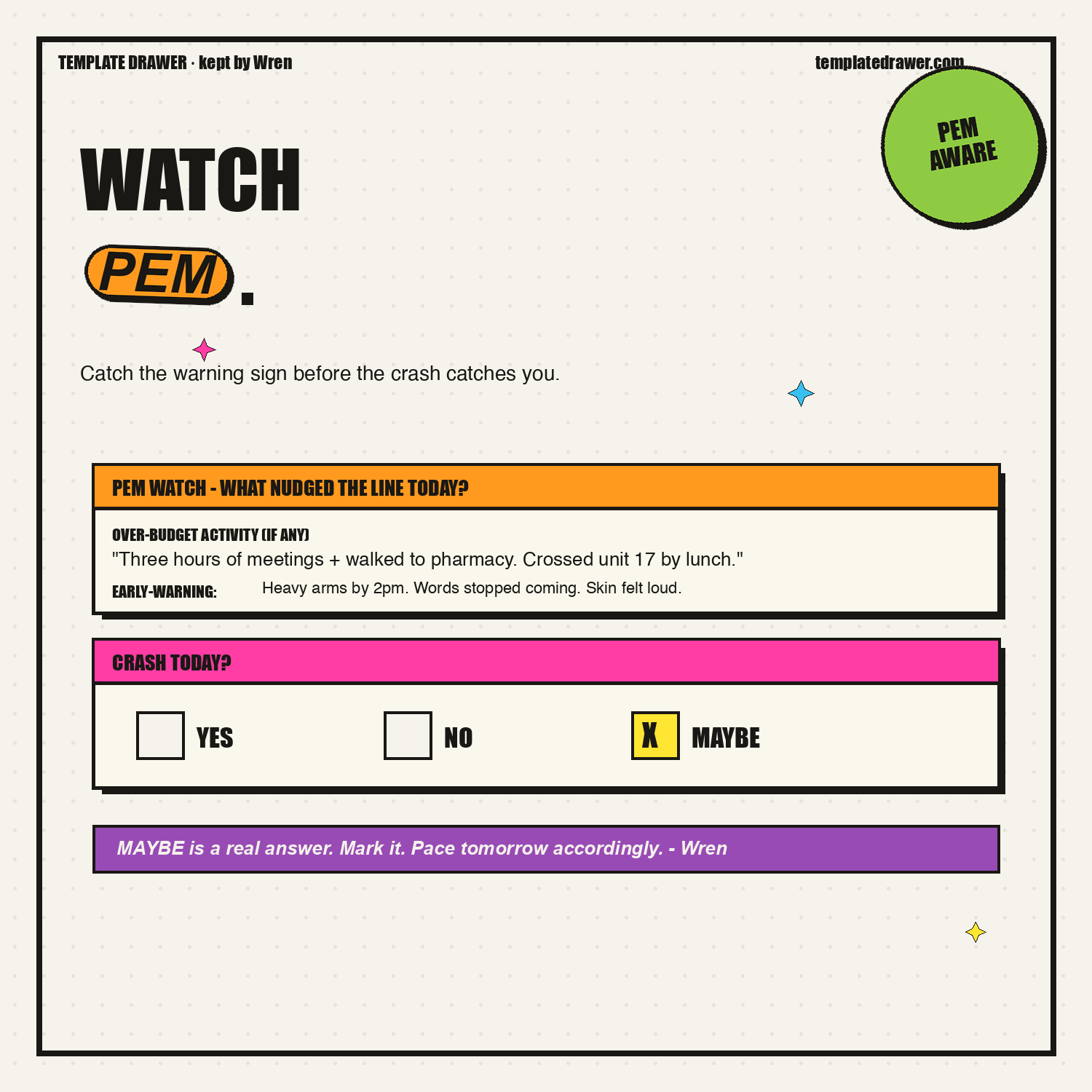 PEM watch + yes/no/MAYBE crash check - catch the warning sign